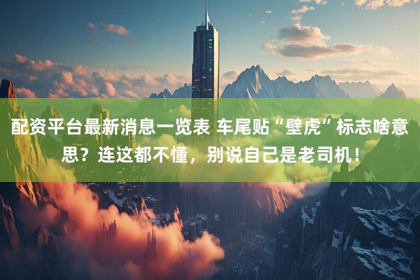 配资平台最新消息一览表 车尾贴“壁虎”标志啥意思？连这都不懂，别说自己是老司机！
